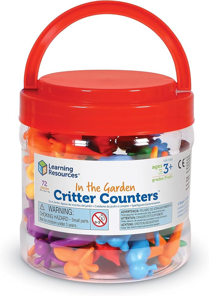 Learning Resources in The Garden Critter Counters - 72 Pieces, Ages 3+ Toddler Learning Toys, Math Games for Kids, Math Manipulatives