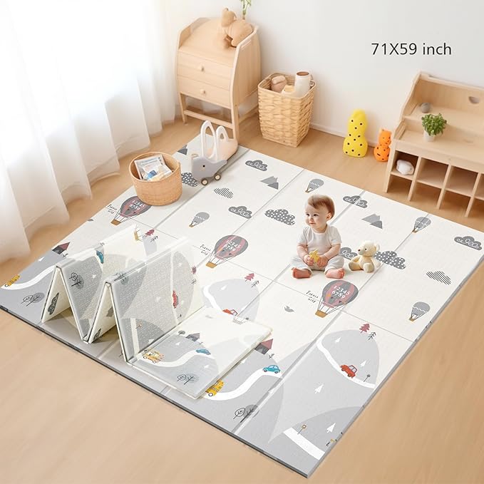 UANLAUO Foldable Baby Play Mat - 71 x 59 Inches, Reversible for Infants to Kids, Anti-Slip for Indoor and Outdoor