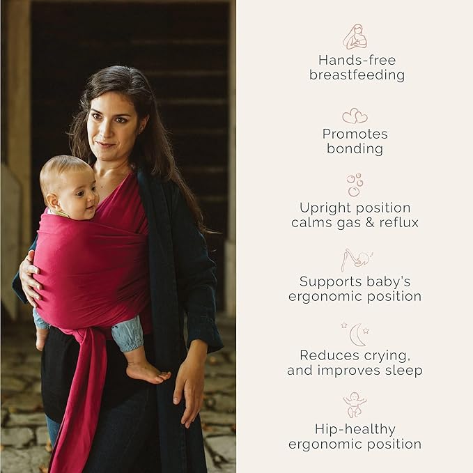 Boba Baby Wrap Carrier - Original Baby Carrier Wrap Sling for Newborns - Baby Wearing Essentials - Newborn Wrap Swaddle Holder, Newborn to Toddler Infant Sling (Sangria)