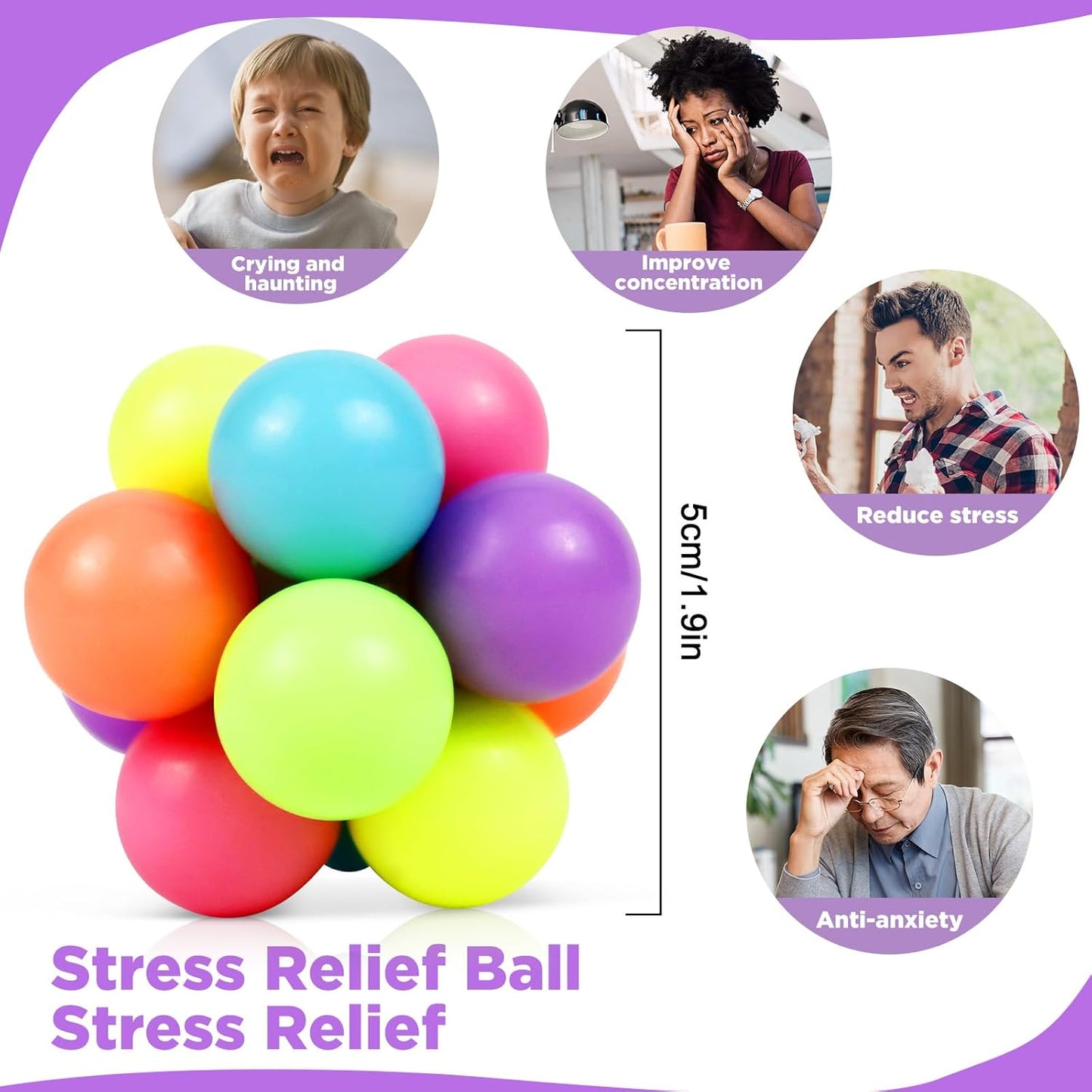 2Pcs Autism Sensory Toys for Autistic, Stress Relief Sensory Toys for Adults and Kids, Stress Balls Fidget Ball, ADHD Quiet Fidgets Toys for Kids Holiday Party Stuffed