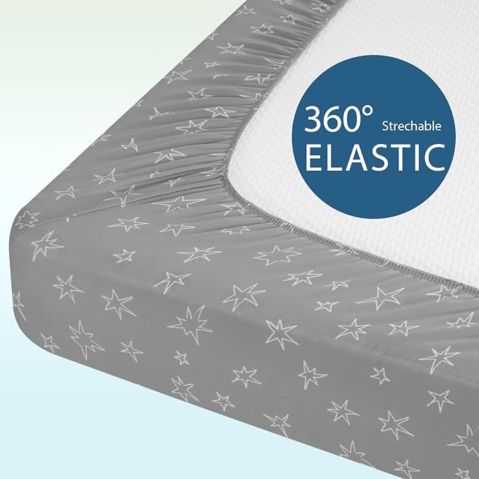 Baby Bassinet Sheets Girl Boy, Fitted Bassinet Sheet Set 3 Pack Bassinet Mattress Sheets Universal Fit for Rectangle, Round, Oval, Hourglass Mattress, Soft Breathable Blue Gray Planet