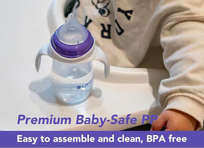 Compatible Baby Bottle Handle for Lansinoh 5oz & 8oz Bottles, Easy-Grip, Ergonomic Design for Little Hand, Leak-Proof, Slip-Resistant, BPA-Free, Helps Babies Transition to Independent Drinking, 3-Pack