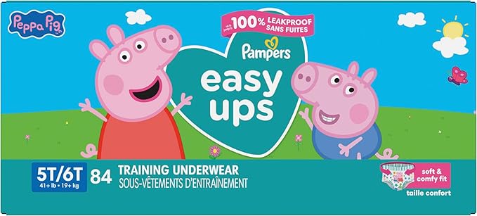 Pampers Training Pants - Easy Ups Girls & Boys - Size 5T-6T, 84 Count, Peppa Pig Potty Underwear (Packaging May Vary)