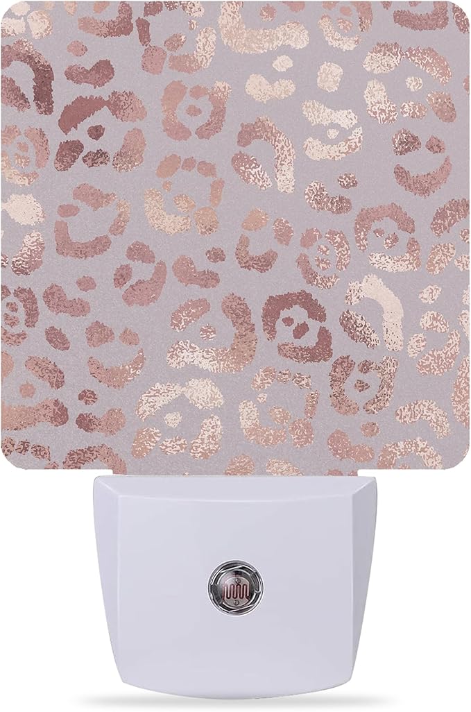 Night Lights Plug into Wall Rose Gold Leopard Night Lights Dusk to Dawn Sensor Led Lamp for Women Men,Led Lights for Stairway/Hallway/Bedroom,0.5W