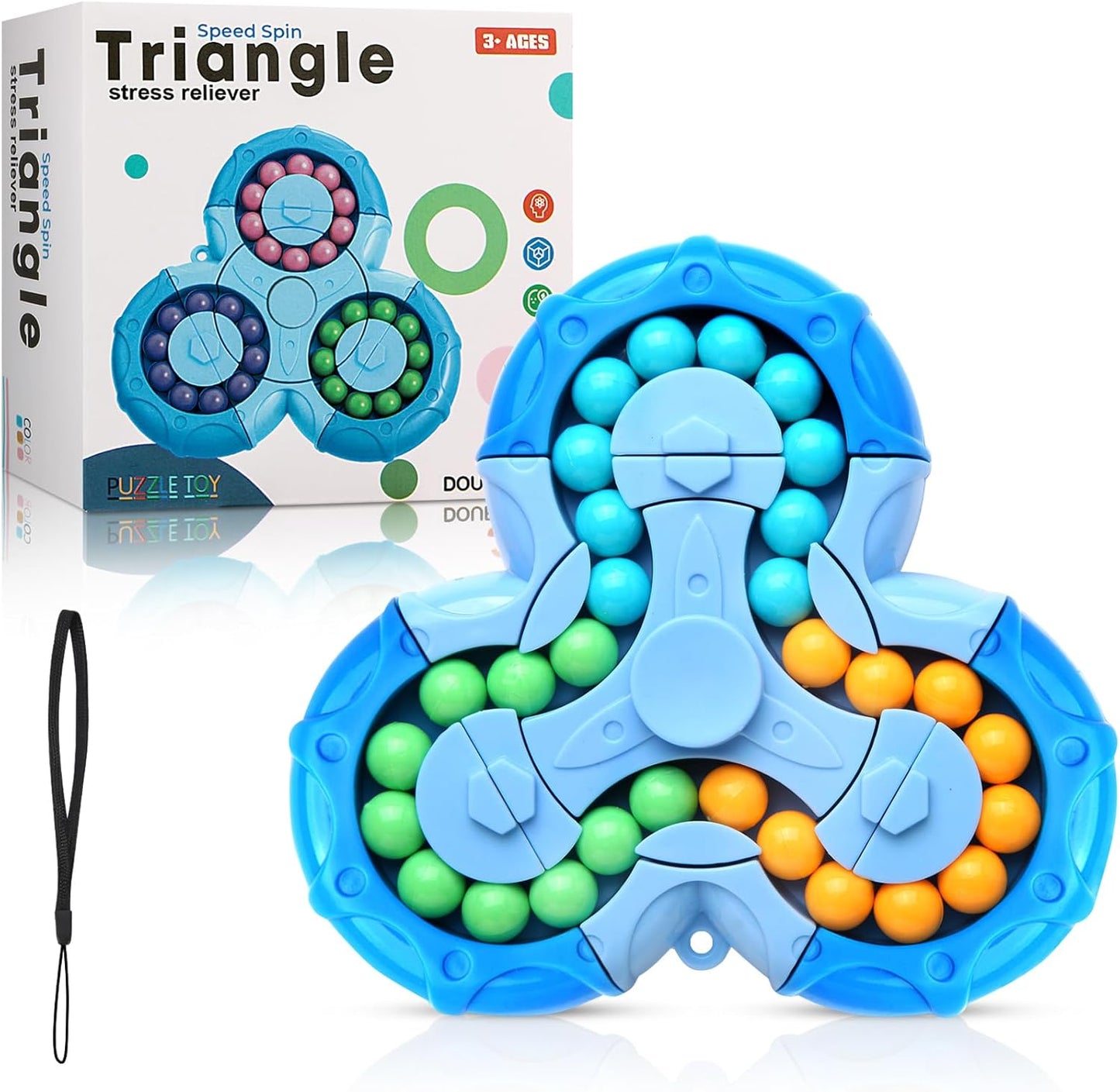 Magic Cube Bean Puzzle,Rotate and Puzzle,Stress and Anxiety Relief Fidget Toys,Brain Teasers Travel Games for Kids Teens Adults,Sensory Toys for Autistic ADHD,Pop Birthday Gift(Blue)