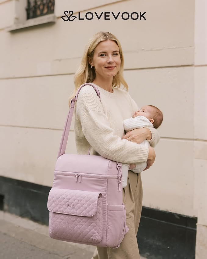 LOVEVOOK Diaper Bag Backpack, 3 in 1 Baby Bag with Changing Pad & Detachable Straps, Large Diaper Backpack for Mom Dad with Stroller Buckles