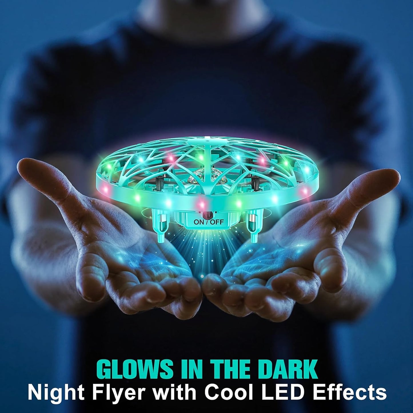 Hand Operated Drone Toy for Kids or Adults - AI Motion Sensors Mini Drones with Bright LED Projection, 360 Flips, Easy Indoor Small Flying Orb Ball for Age 4-6-8-12 Birthday Gifts