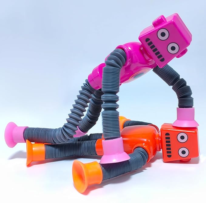 32 PCS Suction Cup Robot Toy,Shape Changing Telescopic Pop Tubes Autism Sensory Toy Kids Girls Boys Toddlers Adult,Funny Robot Action Figure Bendable Fidget Toy Gift Birthday Party Favors Christmas