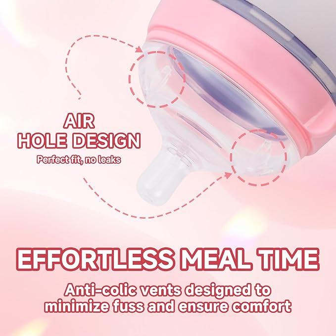 4 Pack Replacement Silicone Nipples Compatible with Comotomo 5oz / 8oz Bottle, Fast Flow, 6+ Months