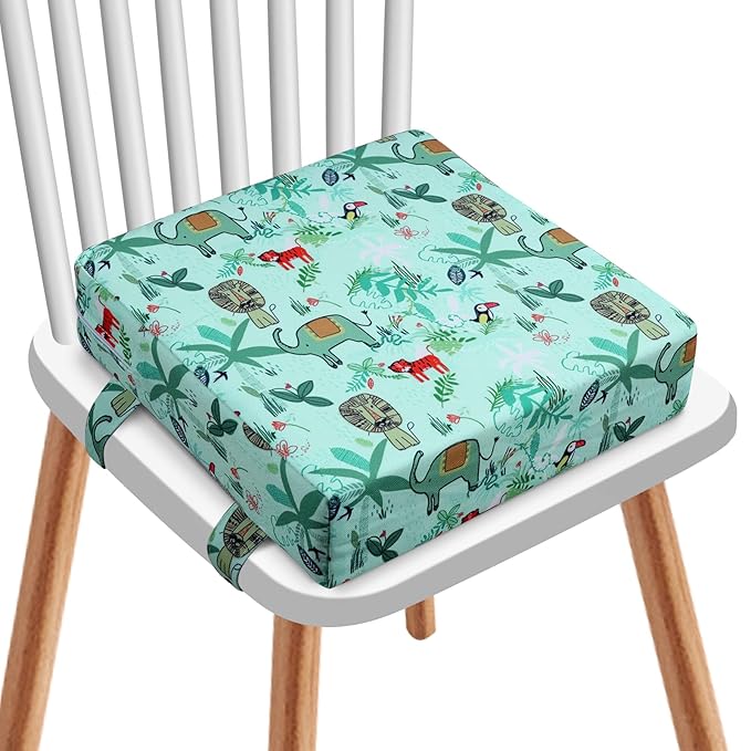 Zicac High Chair Portable Booster Seat Cushion Travel Dining Seat Pad for Toddler Kids Baby Infant Washable Thick Chair Seat Pads (Green)