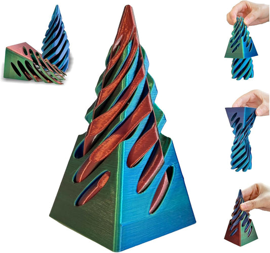Impossible Pyramid Passthrough Sculpture-3D Printed Spiral Cone Fidget Toy, Pass Through Pyramid Fidget Toy, Vortex Thread Illusion Desk Toy for Adult, 4inch Helix Screw Fidget Toy for Stress Relief