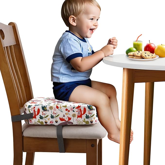 Zicac Portable Seat Cushion Washable with Non-Slip Bottom, Detachable Strong Support Cushion for Toddler Kids Baby Infant (White Forest)