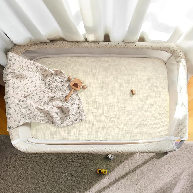 lulumoon Muslin Bassinet Sheets Baby: Cotton Bedside Sleeper Bassinet Sheets Fitted for Boys and Girls