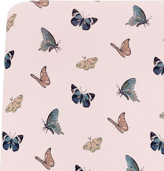 Kyte Baby Soft Crib Sheet - Standard Fitted Crib Sheet Made with Rayon from Bamboo, Ultra-Gentle and Breathable (Blush Butterfly)