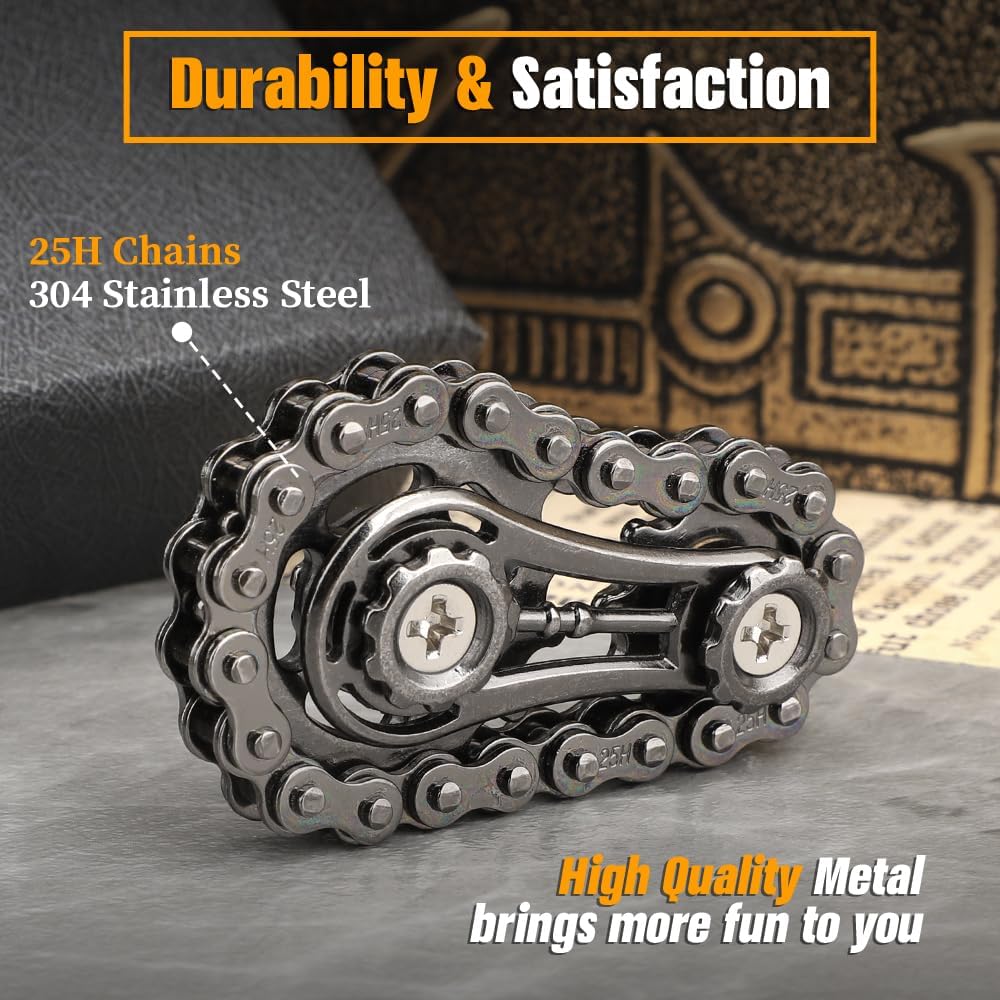 Cool Sprockets Fidget Chain, Hand Roller Toys for Kids Adults, Metal Transformable Sensory Bike Chain Gears, EDC Novelty Stress Relief Desk Office Easter Birthday Gift for Boys Girls Boyfriend Men