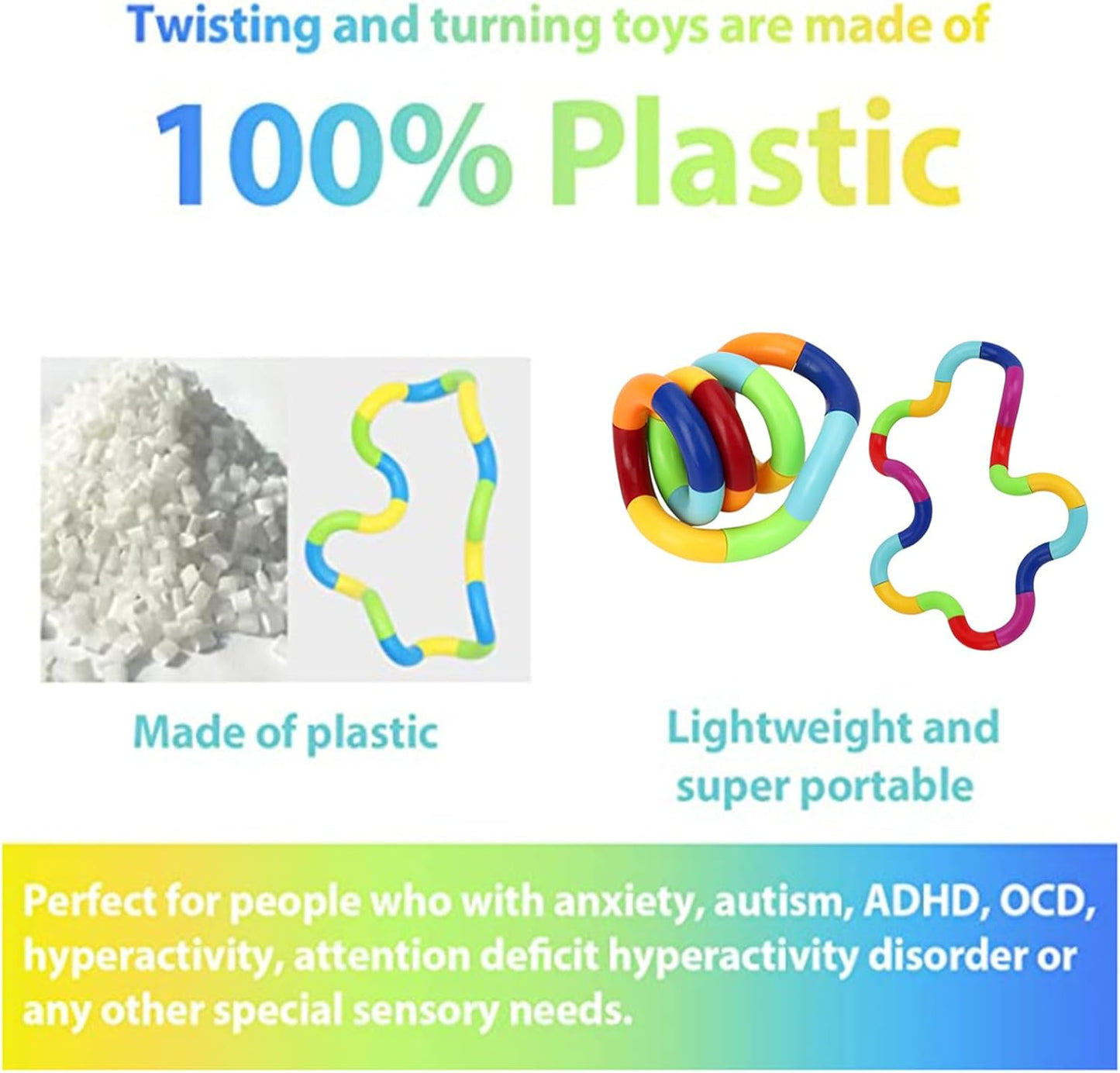 Multicolored Quiet Fidgets Toys for Unique Fidget Toy Brain Imagination Tools, Relaxation Therapy and Stress Relief Education Toys, The Best Sensory Gift for Children and Adults (20 Pcs)