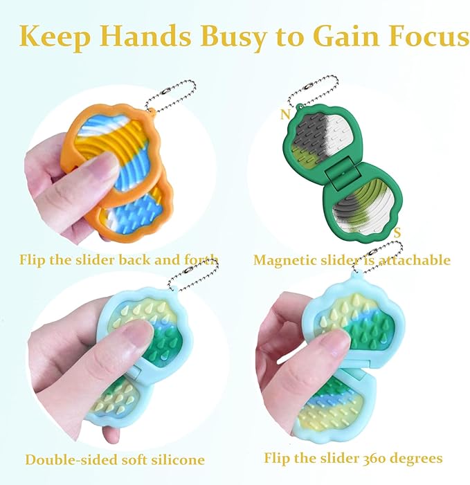 6PC Magnetic Silent Fidget Toys Sensory Toys for Kids with Autism,Fidget for Classroom Must Haves,Magnetic Flip Slider Anxiety Relief Items for ADHD Classroom Treasure Box Toys & Stocking Stuffers