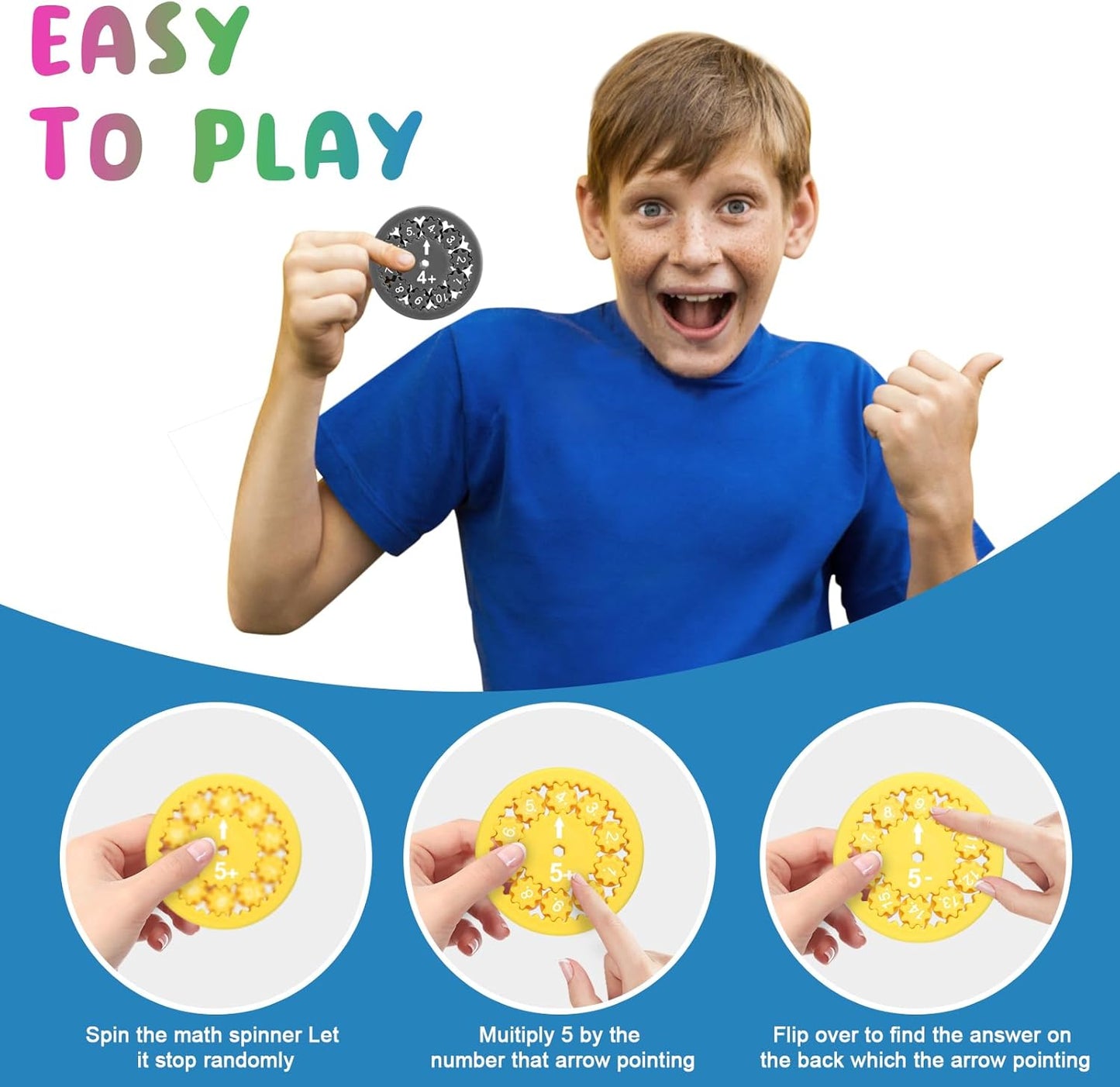 MerryXD Math Fidget Spinners，Smooth Spinning Interactive Learning Toy for Kids Fun Math Games to Relieve Stress Addition & Subtraction Math Facts Fidget Spinners