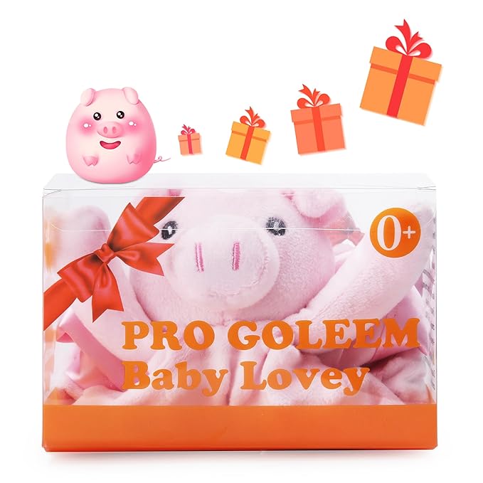 Pro Goleem Pig Loveys for Babies, Soft Security Blanket Baby Snuggle Toy Newborn Stuffed Animals Baby Gifts for Boys and Girls, 16 Inch