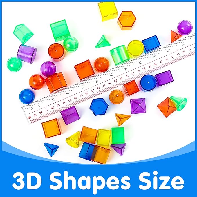 100 Pcs 3D Shapes for Teaching - Geometric Solids and Geometry Manipulatives for Classroom - Enhance Learning Experience