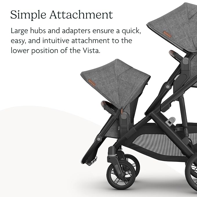 UPPAbaby RumbleSeat V3 Second Lower Seat - Compatible with Vista V2 and Vista V3 - All-Weather Seat + Magnetic Buckle – Adapters Included - Jake (Charcoal/Carbon Frame/Black Leather)