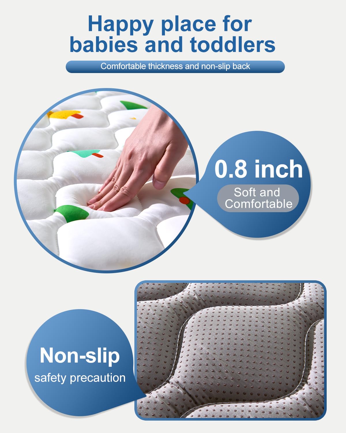 Odorless Premium Foam Baby Play Mat 79" x 59", Soft Microfiber Fabric Crawling Mat for Floor- Comfortable and Hypoallergenic, Non-Slip Cushioned Floor Playpen mat for Infants,Babies,Toddlers