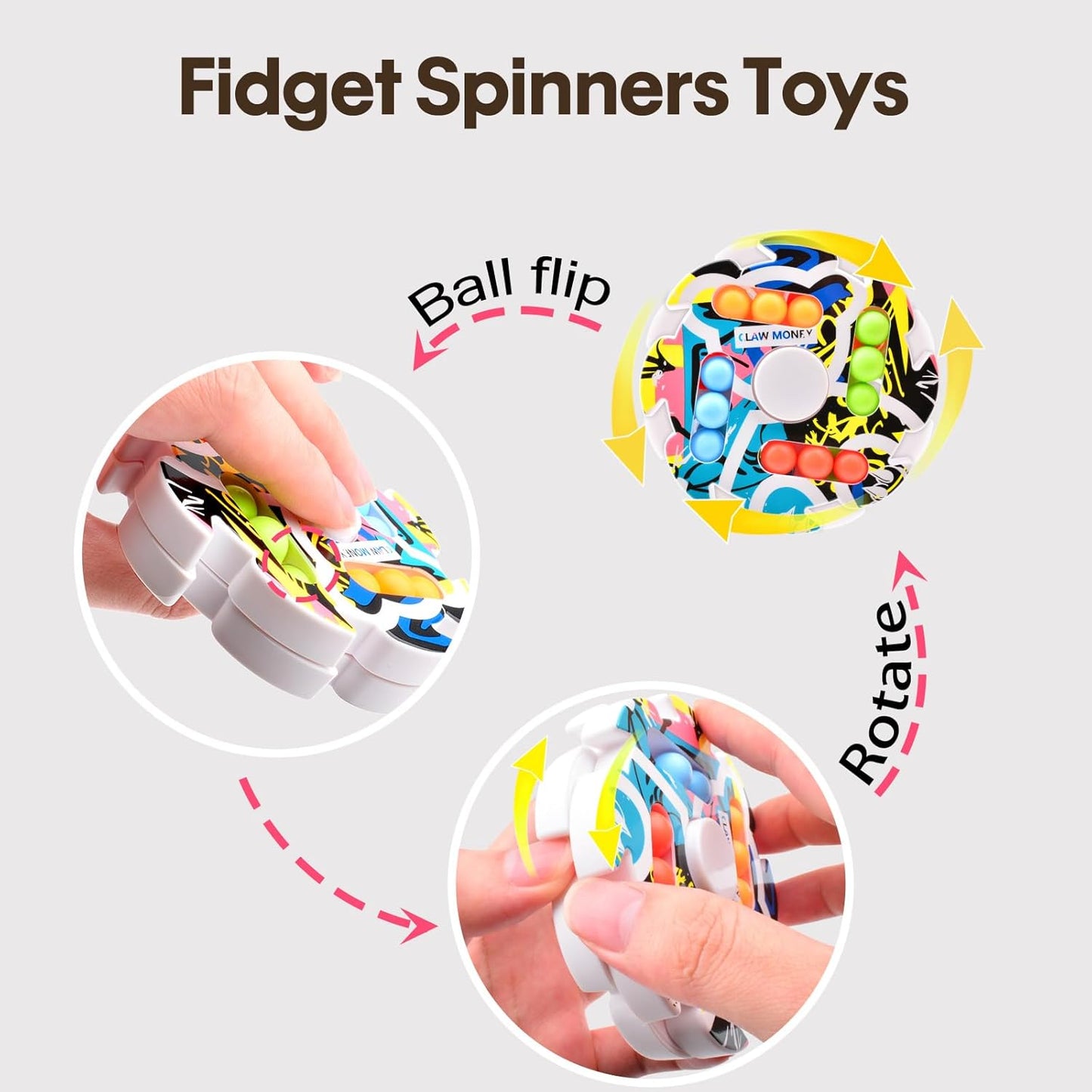 Magic Beans Cube Fidget Spinners Toys,Montessori Educational Toy for Adults Teen Kids Autism ADHA Sensory Toys Fidget Puzzle Toys Rotating Sorting Bean,Gifts for Boys Girls Anxiety Relief Toy