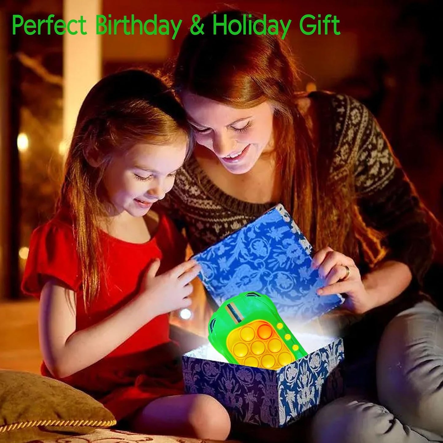 Quick Push Game Toys for Kids, Pop Fidget Toys Handheld Game for Children, Pop Fidget Sensory Toys, Push Bubble Light up Puzzle Game for Autistic Children,Gifts for Boy and Girl 3-12 (Green)