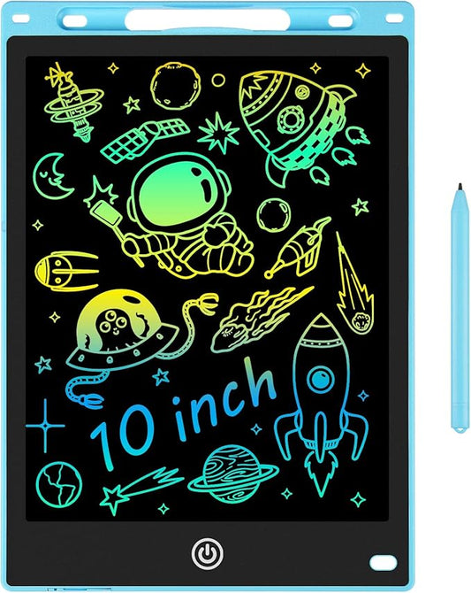 10 Inch LCD Writing Tablet - Colorful Electronic Drawing Pad & Doodle Board for Kids Ages 3-8, Erasable Educational Toy, Birthday and Christmas Gift for Girls and Boys (Blue)