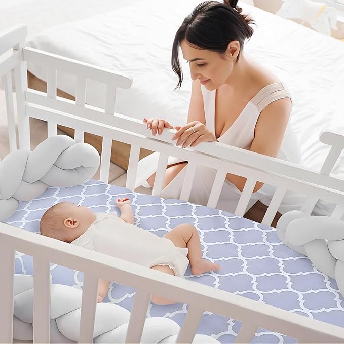 AMROSE 3 Pack Soft Floral Crib Sheets for Baby Girls, 28'' X 52'' Fitted Crib Sheets for Crib and Toddler Mattress Pad, Silk Touch Gentle Breathable Microfiber, Violet