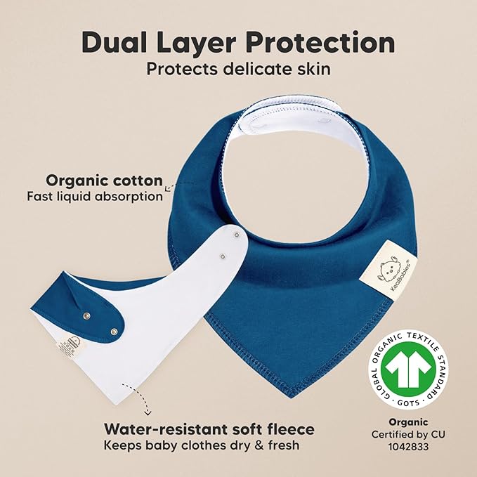 KeaBabies 10-Pack Organic Baby Bandana Bibs for Girls - Super Absorbent Triangle Baby Bibs for Drooling and Teething Infant, 100% Cotton Extra Soft for Newborn, Infant 0-36 Months (Brave)