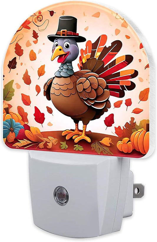 Cute Cartoon Turkey Night Light for Kids,Thanksgiving Day Fall Autumn Night Light Plug in with Dusk to Dawn Sensor,0.5w Energy Saving Nightlight for Hallway Stairway Kitchen Bedroom