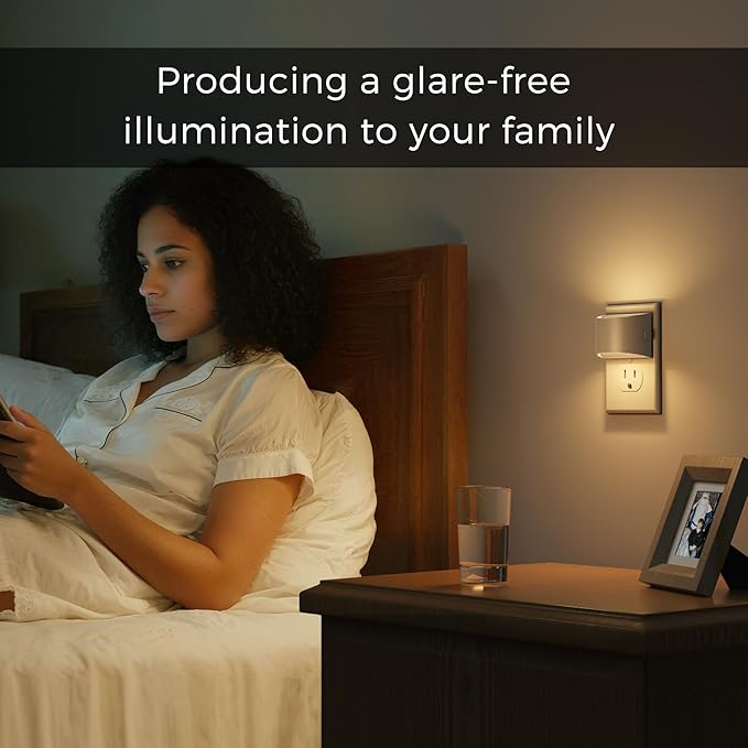 L LOHAS LED Night Lights Plug into Wall, Dimmable Night Light with 3 Level Brightness, 3000K Soft White, 2 Pack, Cement Gray Housing