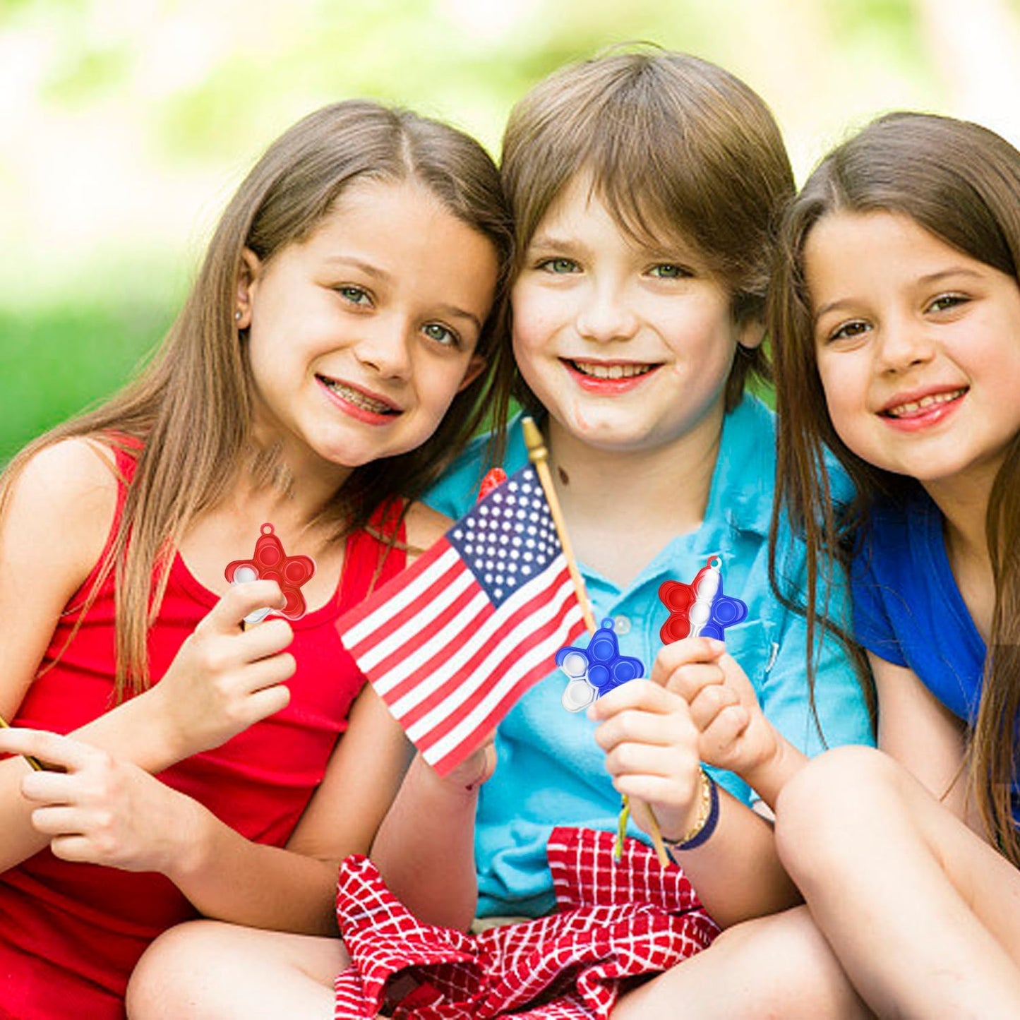 Independence Day Pop dget Toys Fidget Toy Mini Pop Push Fidget Mini Pop Keychain Fidget ToysStress Relief Party Favor Gifts for Kids 30pcs