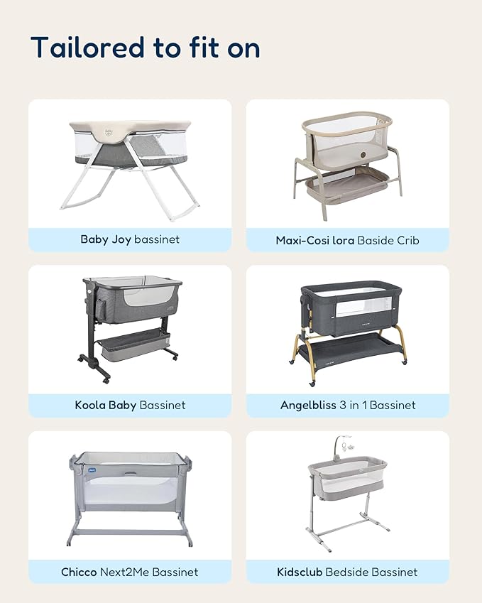 Bedside Sleeper Bassinet Fitted Sheets 33x20 for Maxi COSI Iora, Koola Baby, Baby Joy, Angelbliss, Kidsclub Bedside Bassinet - Buttery Soft Sheets, 2 Pack