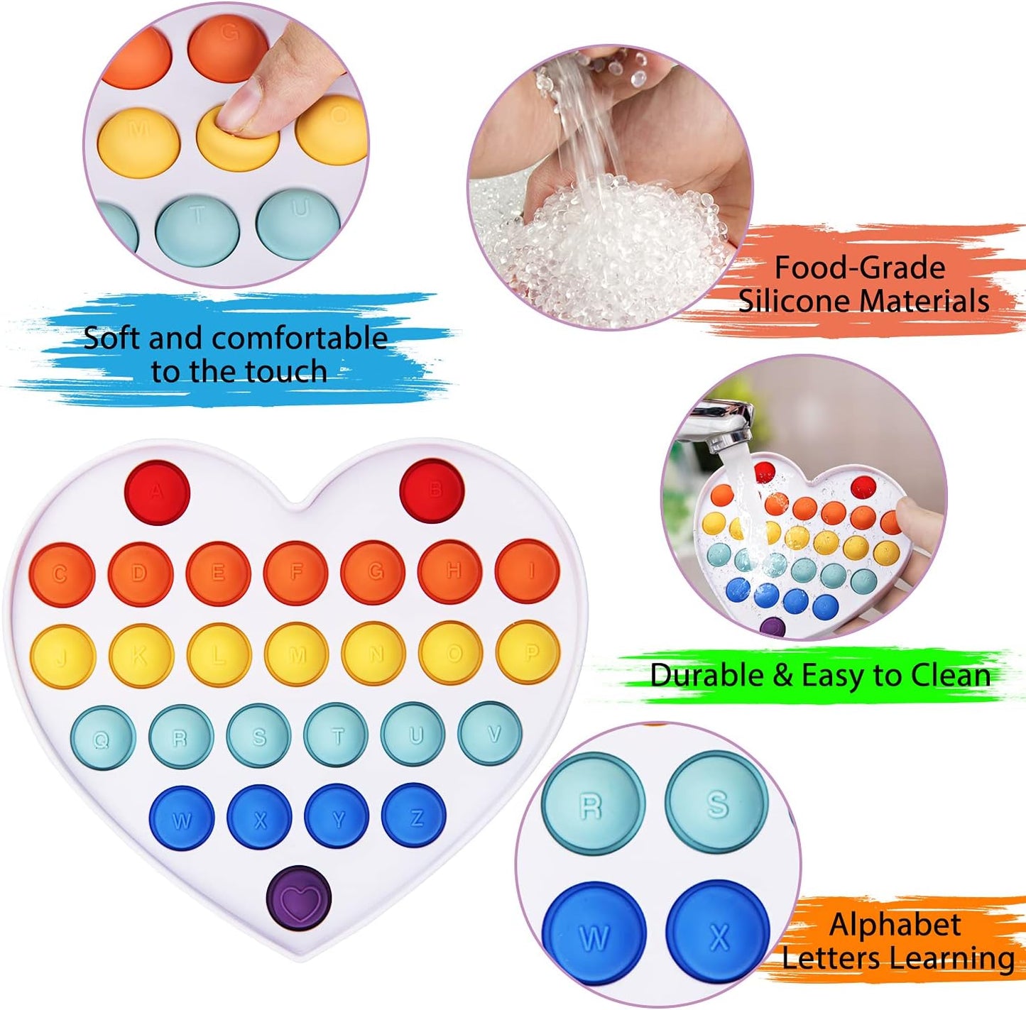 Simple Fidget Pop Toys - Portable, Calming Sensory Hand Toys for Fun & Stress Relief - Soft & Flexible Silicone Materials Keychain - Durable Poppers for Kids & Adults