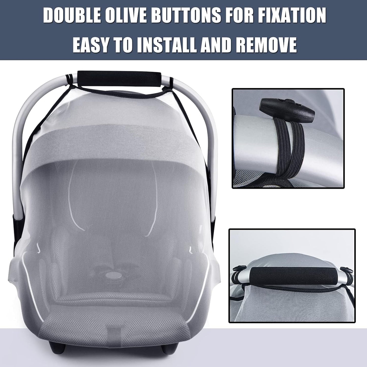 Baby Mosquito Net for Infant Car Seats,Infant Stroller and Bassinets, Carrier,Breathable with Elastic Netting for Easy Fitting, Portable Durable & Long Lasting Infant Insect Shield Netting (White)