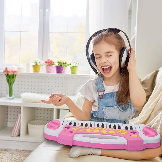 Love&Mini Piano Toy Keyboard for Kids - Birthday Gifts for 3 4 5 Years Old Girls Toys with 31 Keys and Microphone Musical Instrument Toys for Girls Gifts (Pink)