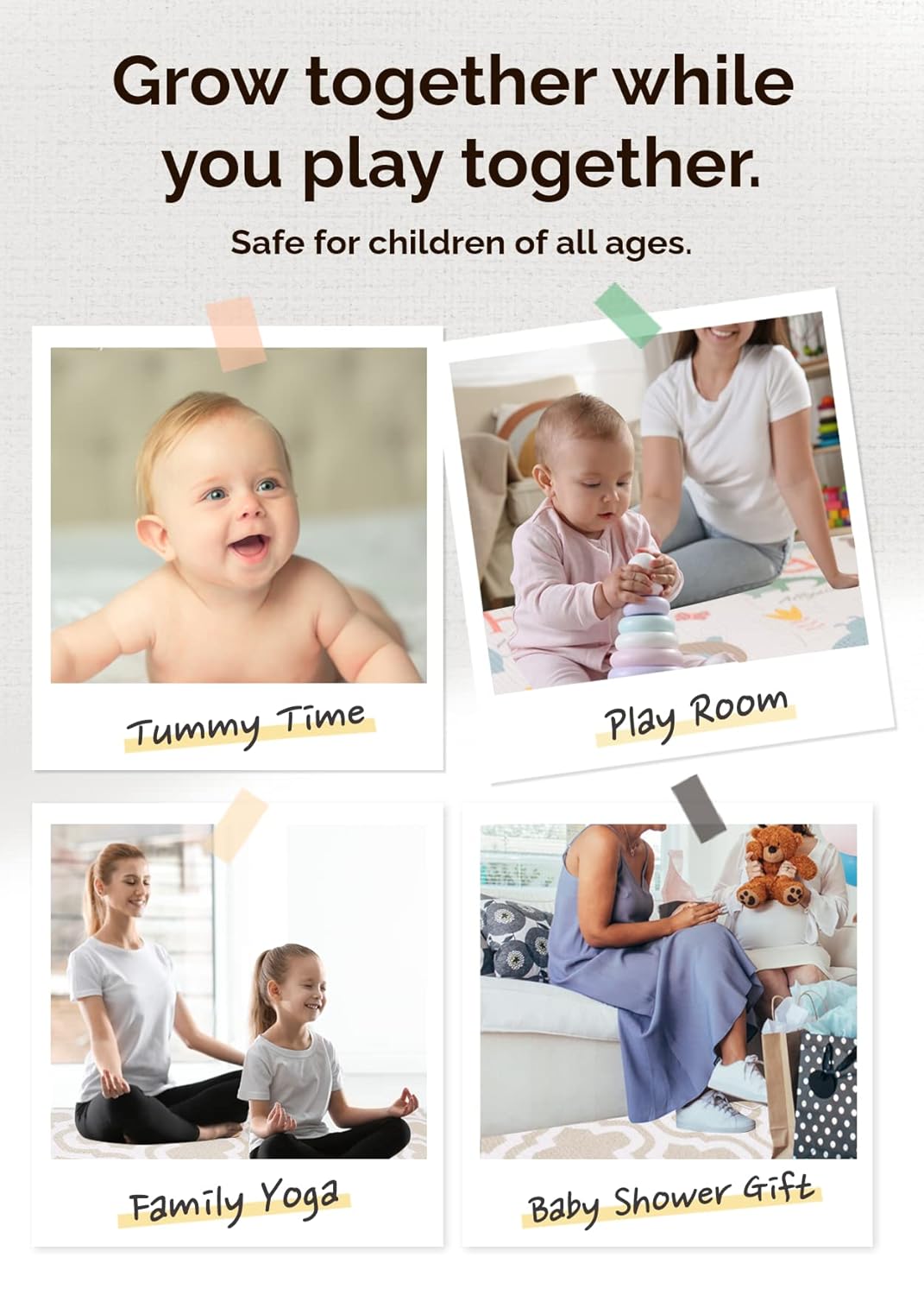 Baby Care Play Mat (Large, Moroccan - Beige) 82'' x 55'' Original One-Piece Reversible Rollable Waterproof Baby Mat, Floor Cushion for Babies 6-12 Months, Infants, Toddlers, and Kids