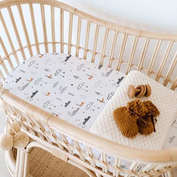 Stretch Fitted Bassinet Sheet Set BROLEX 2 Pack Cradle Sheets for Bassinet Pad/Mattress,Unisex Boys Girls,Ultra Soft,Starsmoon Balloon