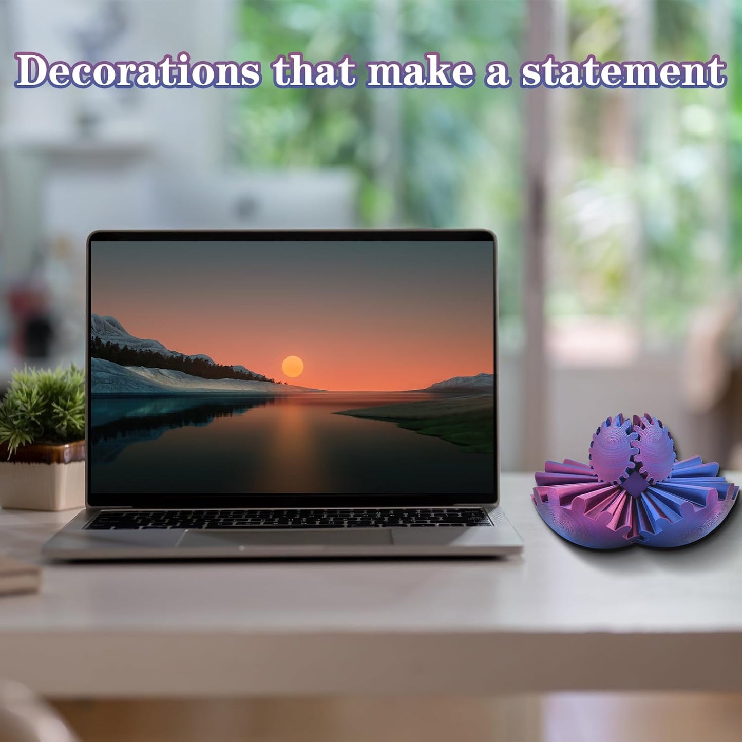 3D Printed Gear Sphere Ball – Colorful Gear Ball Fidget Gear Sphere Puzzle Cube Stress Relief Toy for Office and Home Decor Unique Gift Idea for Friends and Family (Red&Blue)