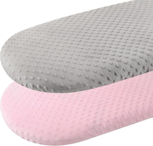 Dot Bassinet Sheet Set 2 Pack Stretch Fitted Cradle Sheets,Ultra Soft Thick Universal Fit Oval Rectangle Hourglass Pad/Mattress, for Baby Girls and Boys Grey Pink