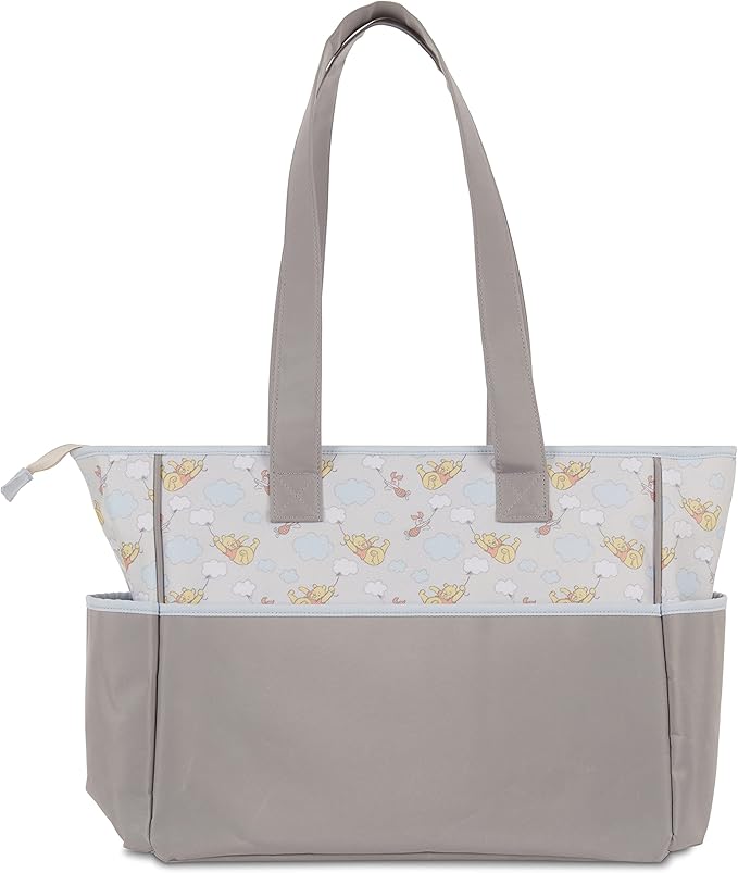 Disney Cudlie Diaper Tote Bag for Moms | Large Spacious Travel Diaper Tote for Baby Boy and Girl | 17-Inches Wide Multi-Functional Baby Bag with Cute Patterns