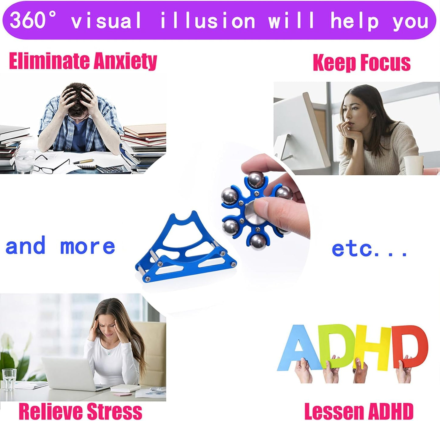 Desk-Fidget-Toys for Ferris-Wheels-Spinner: 4mins Kinetic-Metal-Spinner, Cool-Gadgets-Stuff for Kid Children Teen Adult EDC-Toy, ADHD Tools Stress Relief for Office Home School Men Woman Christmas