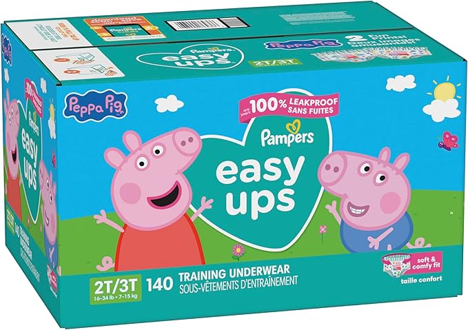 Pampers Training Pants - Easy Ups Girls & Boys - Size 2T-3T, 140 Count, Peppa Pig Potty Underwear (Packaging May Vary)