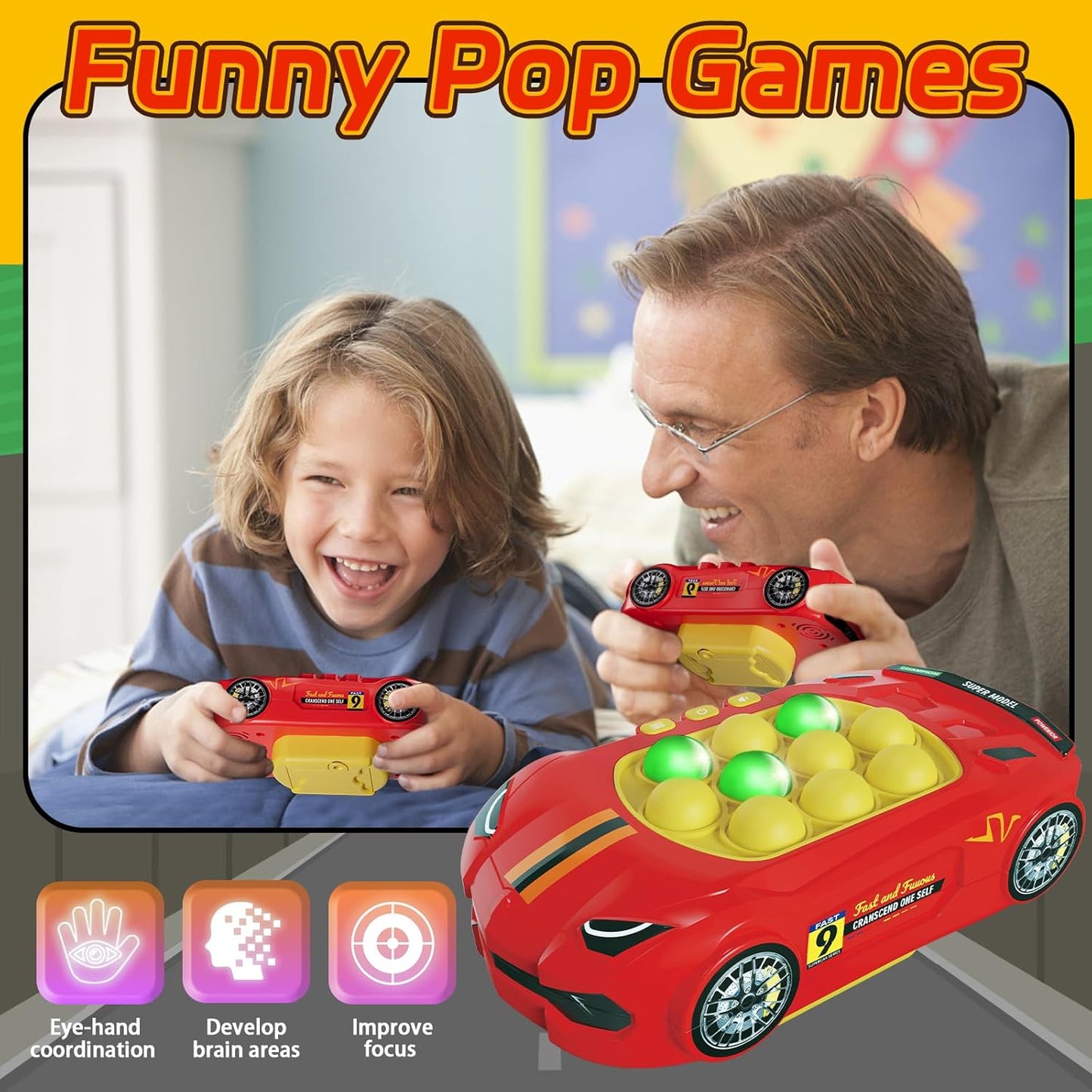 Fidget Toys Light Up Game, Handheld Games for Kids, Quick Push Bubbles Game Console, Autism Sensory Toys Birthday Gifts for Old Boys Kids Teens