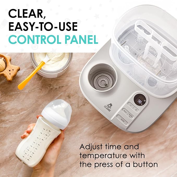 Lil' Jumbl Baby Bottle Sterilizer and Dryer Premium, Removes 99,9% of Bacteria, Chemicals Free, Capacity 6 Bottles, Teats, Accessories, Modular Space Saving Design