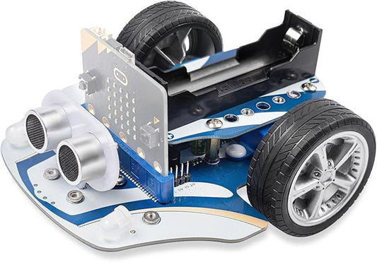 ELECFREAKS microbit Starter Kit Cutebot Pro DIY Programmable Robot Car Kit with 4 Line-Tracking Sensors and Encoded Motor, microbit Project Makecode Coding Set (not Include Micro:bit and Battery)
