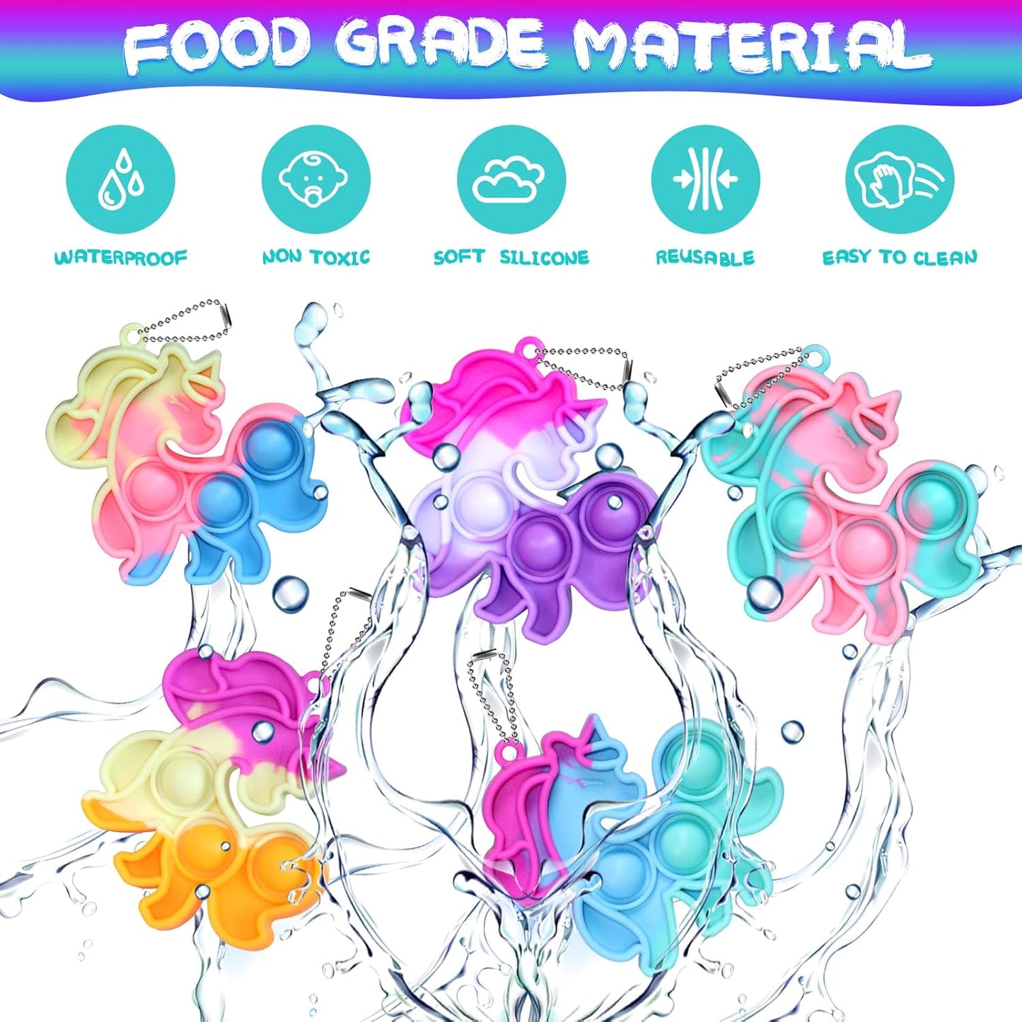 Pop Fidget Toys Bulk Its Unicorns Party Favors for Kids Mini Pop Keychain It Fidget Toy Pack Fidgets for Classroom Prizes for Kids Students Birthday Goodie Bag Stuffers Unicorns Gifts for Girls 20PCS