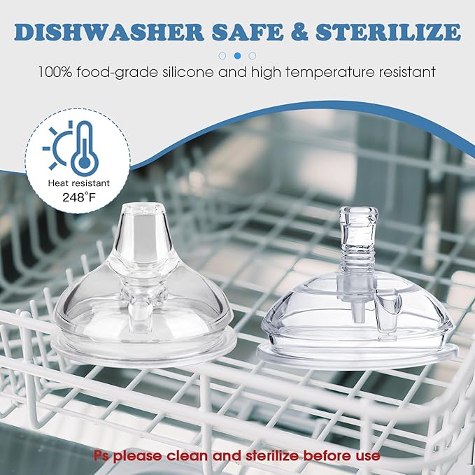 Straw Sippy Cup Nipples for Comotomo Baby Bottles, Transition Cup Food Grade Silicone Soft Nipple, 8m+, Pack of 4